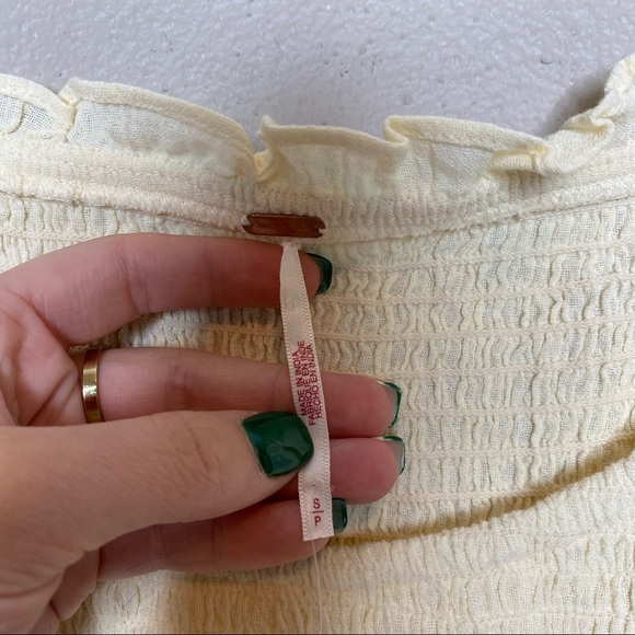 NEW NWT Free People Happy With You Mini Dress Tiered Smocked Ivory Summer Dress - Picture 5 of 15